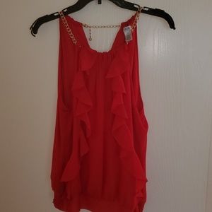 EUC-Cache red sleeveless top. Size Large